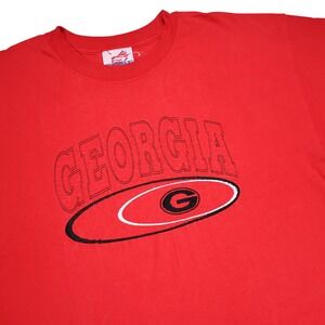 VINTAGE‎ SPIKE'S SPORTS Men's XL Red Embroidered NCAA Georgia Bulldogs T-Shirt